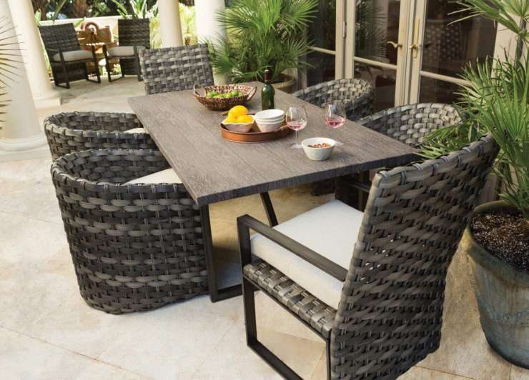 ebel allegre outdoor woven and aluminum dining group
